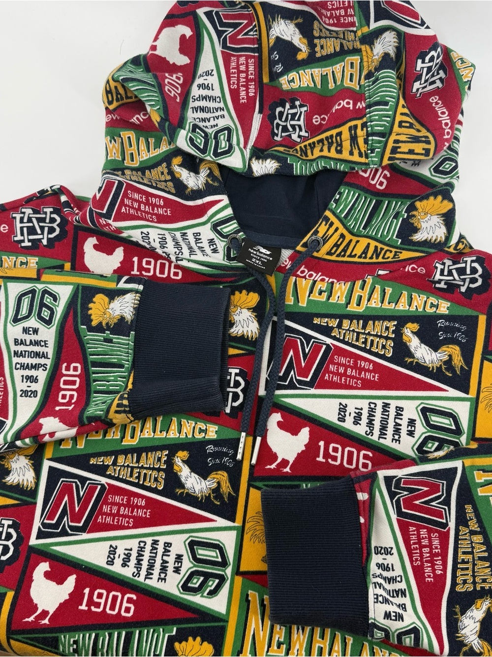 New Balance Men's XXL Collegiate Penants AOP Hoodie All Over Print Graphic